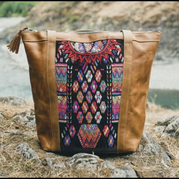 Fossil Handbags - NWT Fair Trade Leather and Huipil Tote! GORGEOUS